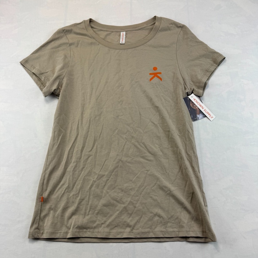 NWT Known Supply T-Shirt Womens L Tan Pima Cotton Graphic Logo Short Sleeve Tee